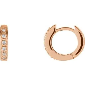 14K Rose 1/10 CTW Diamond Hoop Earrings