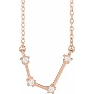 14K Rose 1/10 CTW Natural Diamond Aquarius 16-18" Necklace