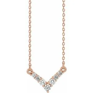 14K Rose 1/3 CTW Diamond "V" 16-18" Necklace