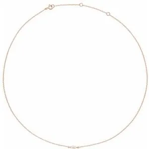 14K Rose 1/4 CT Lab-Grown Diamond 16-18" Necklace