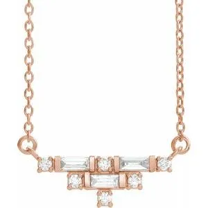 14K Rose 1/4 CTW Diamond Art Deco 16" Necklace