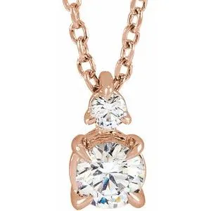 14K Rose 1/4 CTW Lab-Grown Diamond Claw-Prong 16-18" Necklace