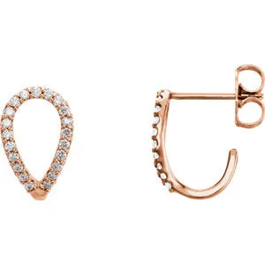 14K Rose 1/5 CTW Diamond Geometric J-Hoop Earrings