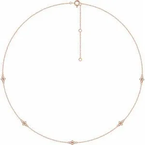 14K Rose 1/6 CTW Diamond 5-Station 18" Necklace