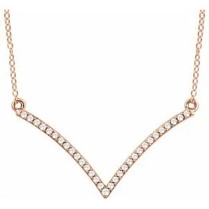14K Rose 1/6 CTW Diamond "V" 18" Necklace