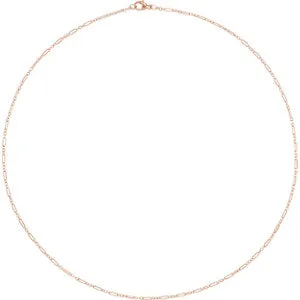 14K Rose 1.6 mm Knurled Figaro 7" Bracelet with Lobster Clasp
