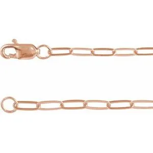 14K Rose 2.1 mm Paperclip-Style 7" Chain