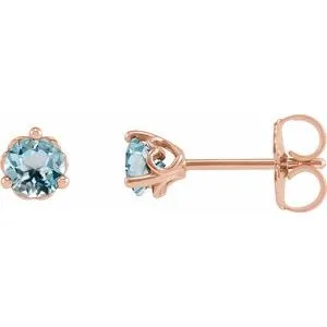 14K Rose 3 mm Natural Sky Blue Topaz Cocktail-Style Earrings