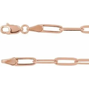 14K Rose 3.85 mm Paperclip-Style 7" Chain