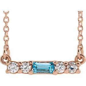 14K Rose Blue Zircon & 1/5 CTW Diamond 16" Necklace