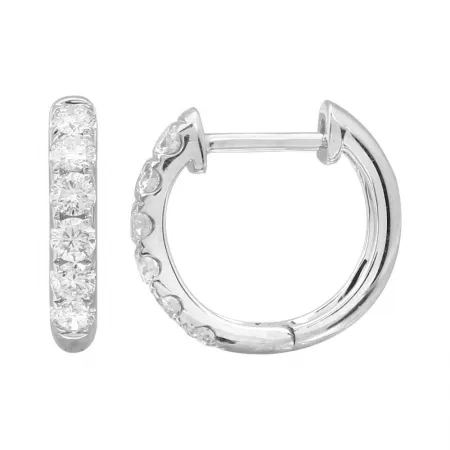 14K Rose Gold Diamond Huggie Earrings