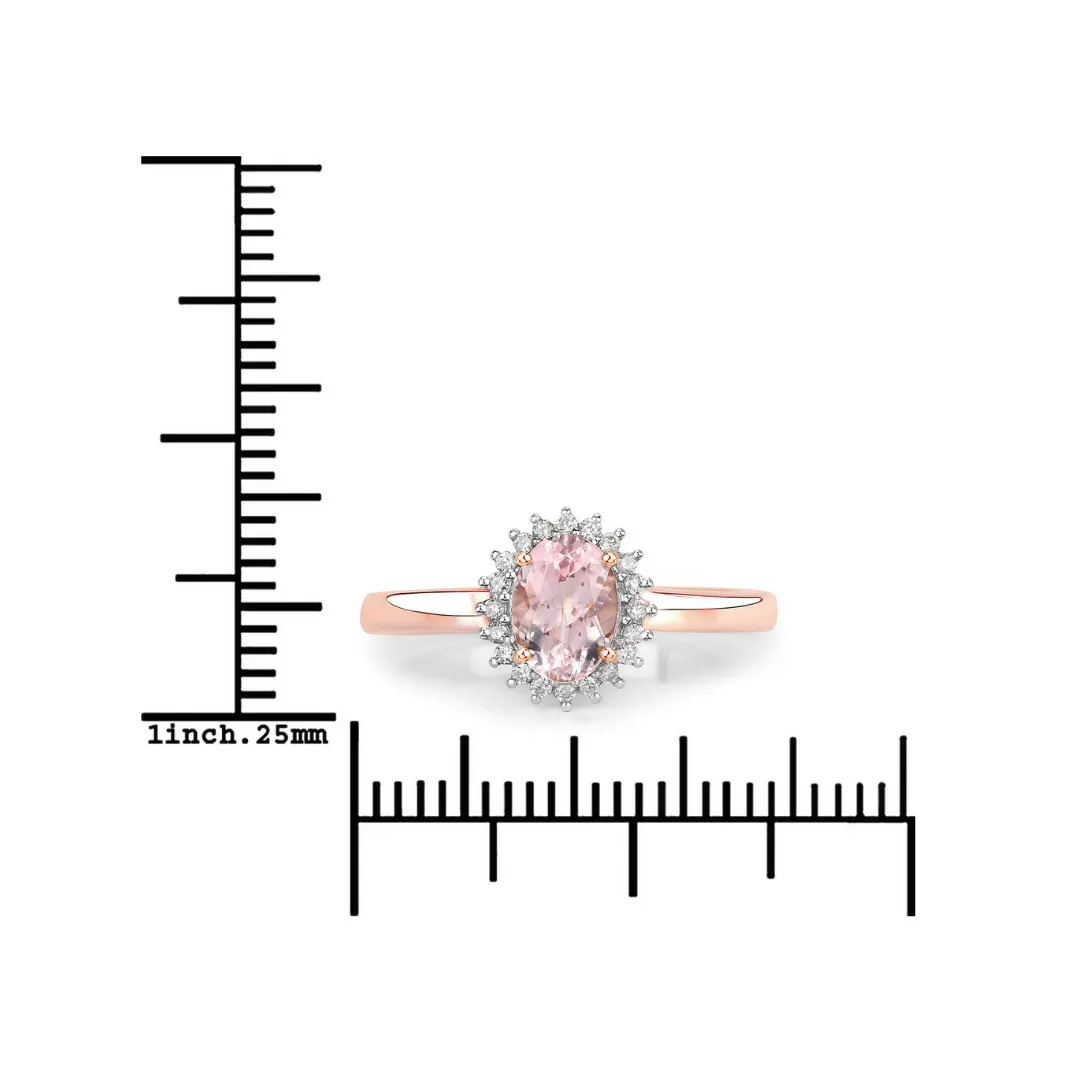14K Rose Gold Morganite Halo Engagement Rings