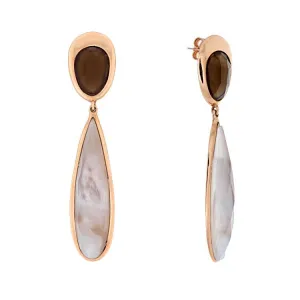 14k Rose Gold Smoky Topaz Drop Earrings