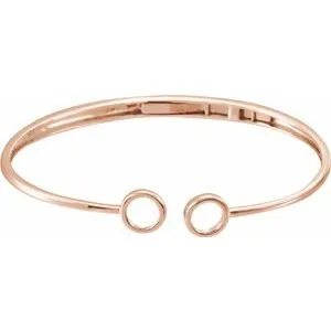 14K Rose Hinged Circle Cuff 7" Bracelet