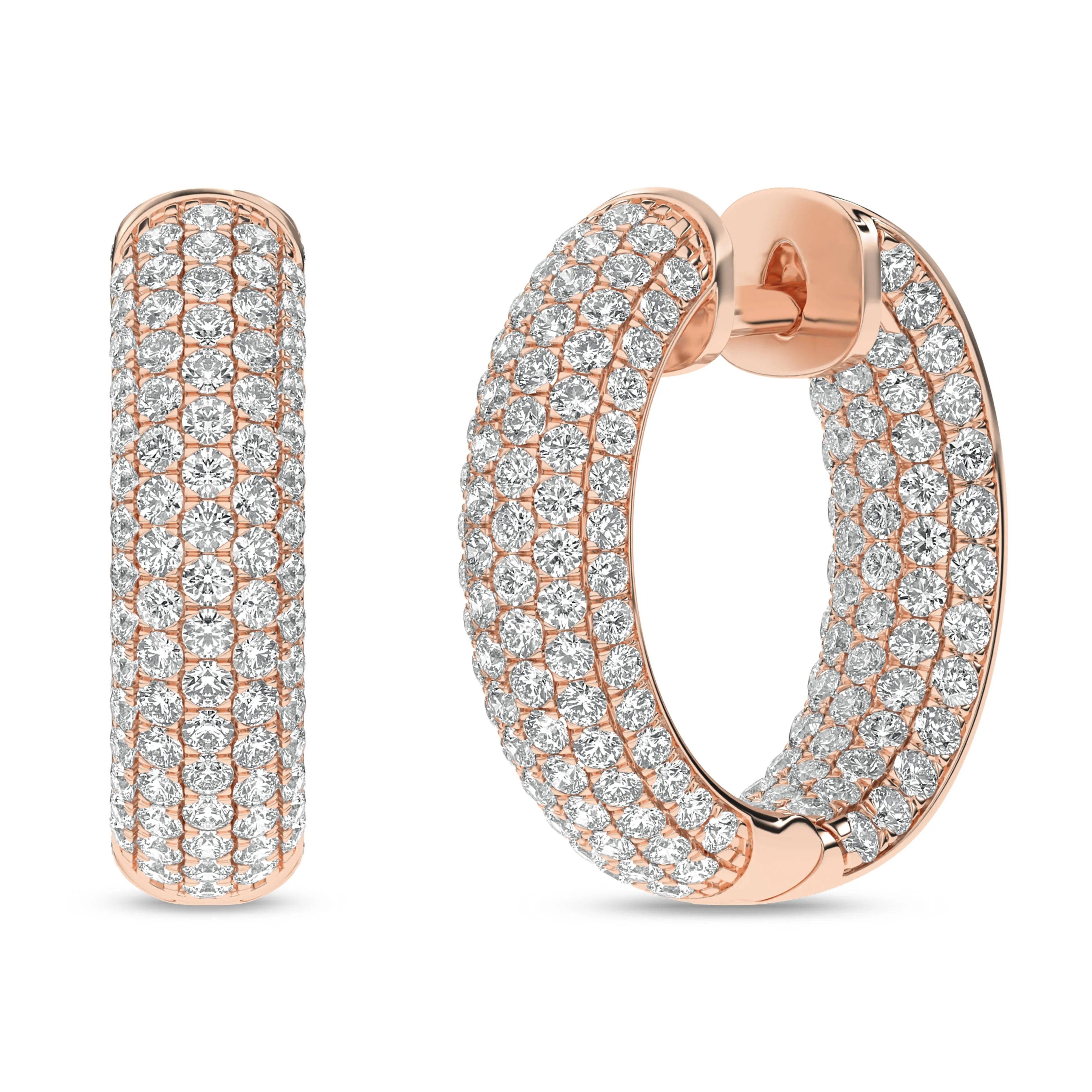 14K Rose Lab Grown Diamond Hoop Earrings