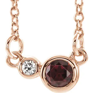 14K Rose Mozambique Garnet & .02 CTW Diamond 18" Necklace