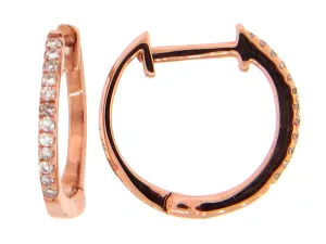 14K Rose Natural Diamond Huggie Earrings