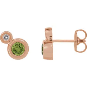 14K Rose Peridot & .06 CTW Diamond Earrings