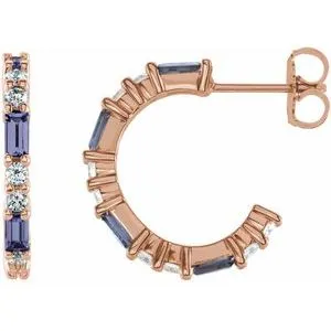 14K Rose Tanzanite & 1/2 CTW Diamond Earrings
