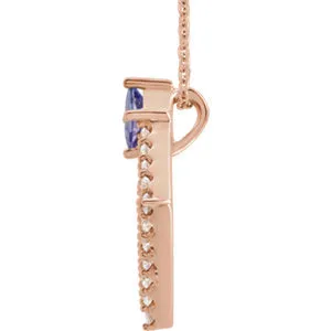 14K Rose Tanzanite & 3/8 CTW Diamond 16-18" Necklace