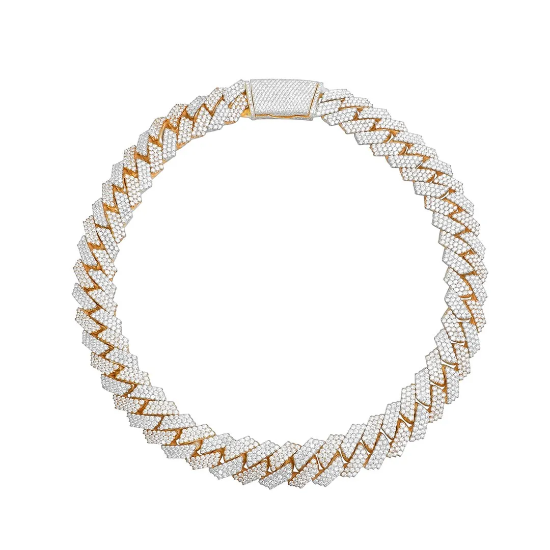 14k Two-Tone Large Diamond Cuban Chain 60.28 Ctw