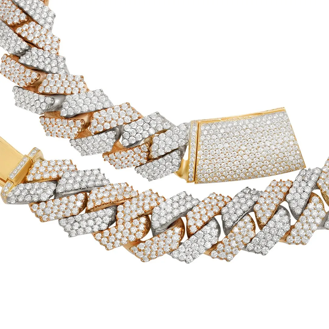 14k Two-Tone Large Diamond Cuban Chain 60.28 Ctw