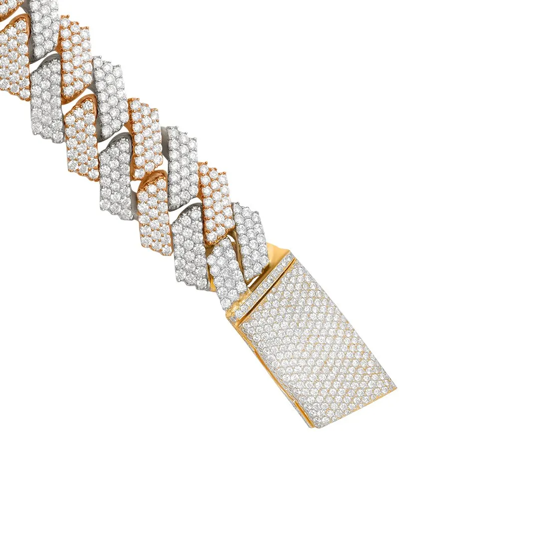 14k Two-Tone Large Diamond Cuban Chain 60.28 Ctw