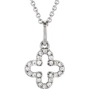 14K White .07 CTW Petite Diamond Cross 16" Necklace