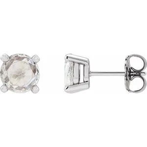 14K White .07 CTW Rose-Cut Natural Diamond Stud Earrings