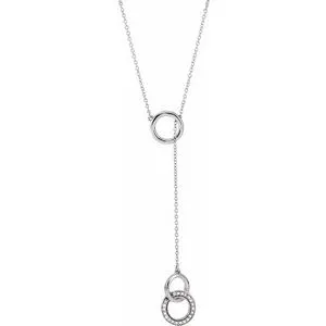 14K White 1/10 CTW Diamond Circle Y 16-18" Necklace
