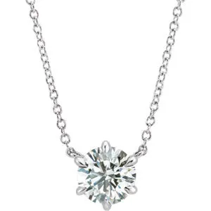 14K White 1/2 CT Diamond Solitaire 18" Necklace