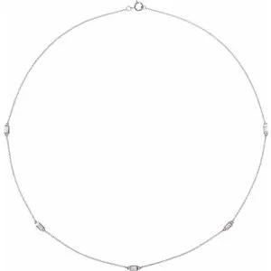 14K White 1/3 CTW Diamond 5-Station 18" Necklace