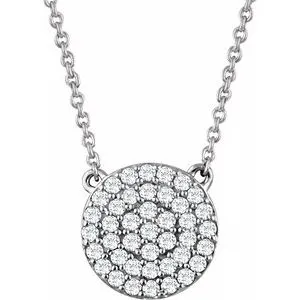 14K White 1/3 CTW Diamond Cluster 16-18" Necklace