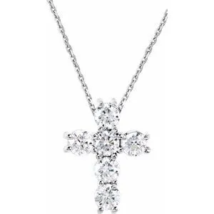 14K White 1/3 CTW Diamond Cross 18" Necklace