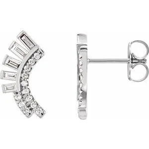 14K White 1/3 CTW Diamond Curved Fan Earrings