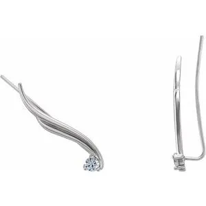 14K White 1/5 CTW Diamond Ear Climbers