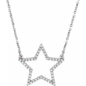 14K White 1/5 CTW Diamond Star 16" Necklace