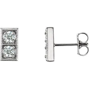 14K White 1/5 CTW Diamond Two-Stone Earrings