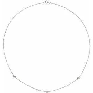 14K White 1/5 CTW Lab-Grown Diamond 3-Station 18" Necklace