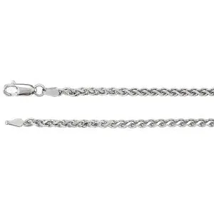 14K White 2.75 mm Diamond Cut Wheat 7" Chain