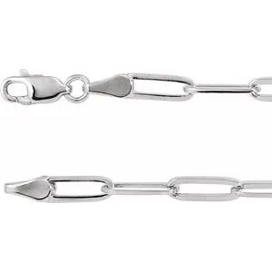 14K White 3.85 mm Paperclip-Style 7" Chain