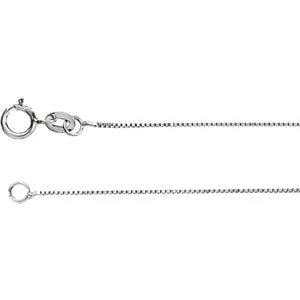 14K White .55 mm Solid Box 7" Chain