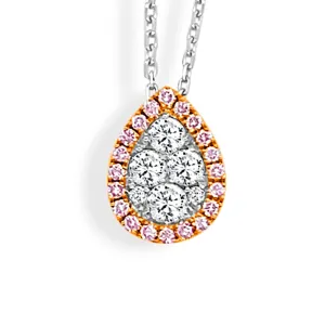 14K White & Rose Natural Diamond 18 inch Necklace