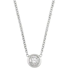 14K White Gold (0.10ct) Bezel Set Diamond Solitaire Necklace