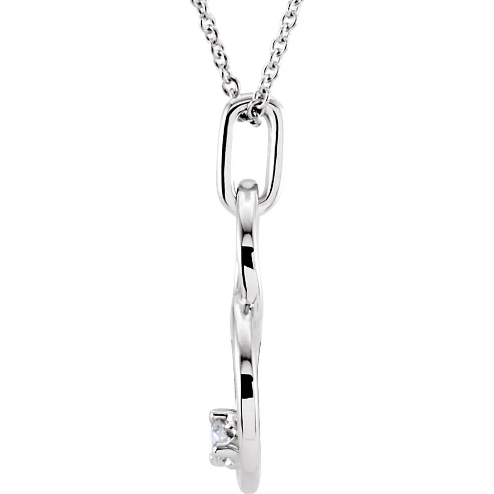 14k White Gold .04 CTW Diamond Circle 18" Necklace