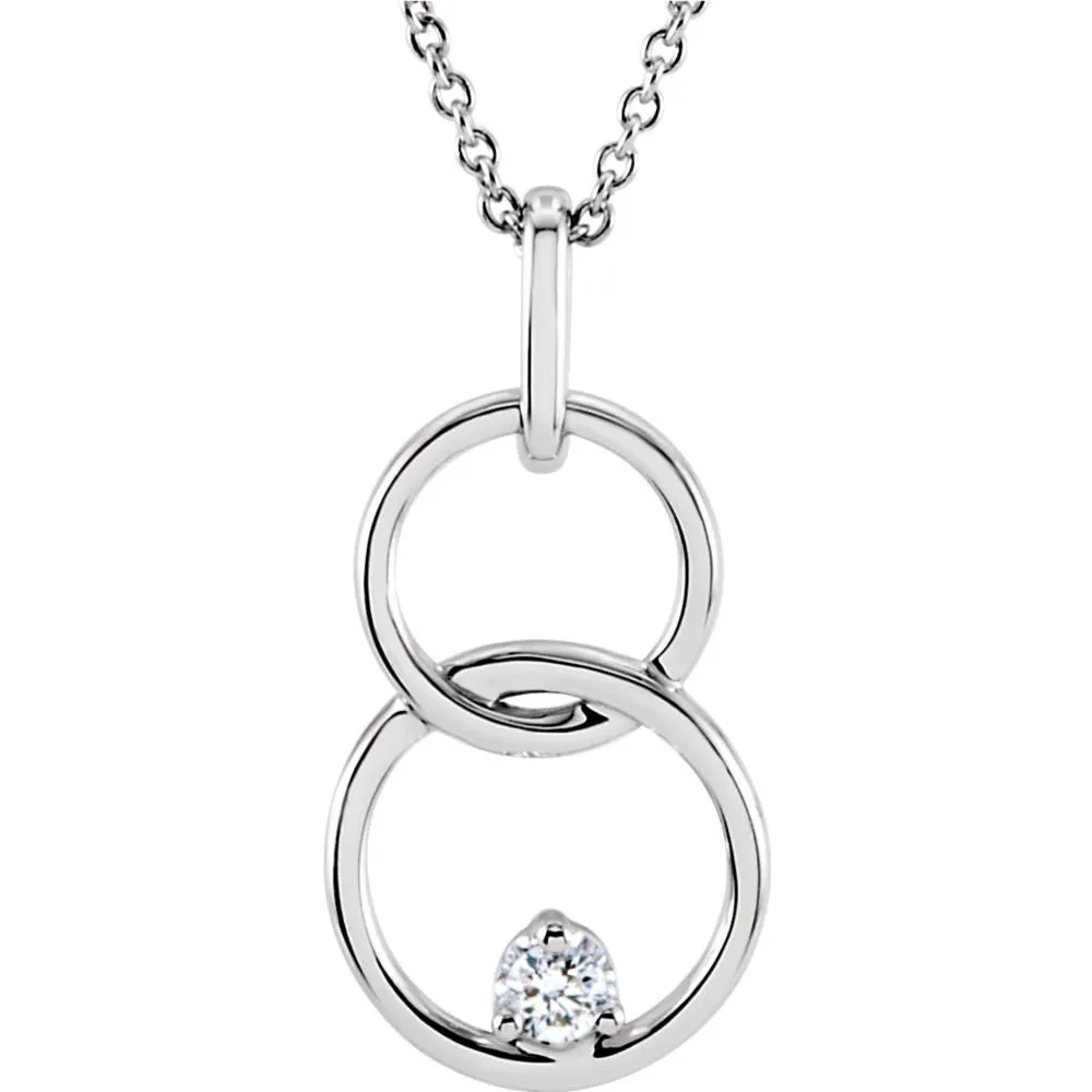 14k White Gold .04 CTW Diamond Circle 18" Necklace