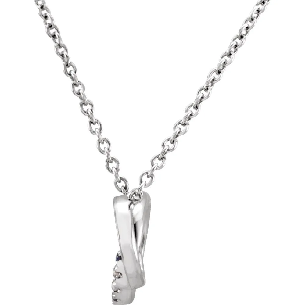 14k White Gold .06 CTW Diamond Circle 18" Necklace