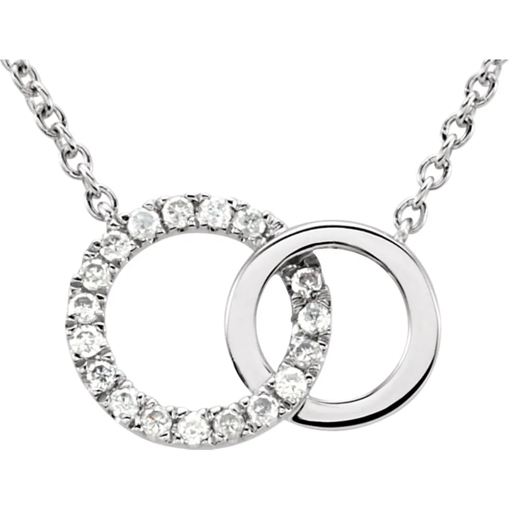 14k White Gold .06 CTW Diamond Circle 18" Necklace