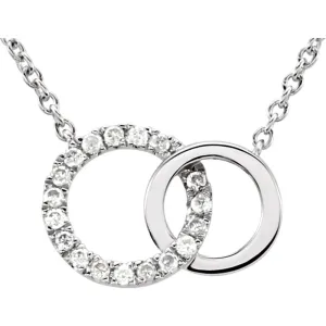 14k White Gold .06 CTW Diamond Circle 18" Necklace