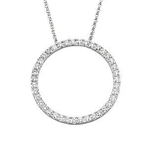 14k White Gold 1 CTW Diamond Circle 18" Necklace